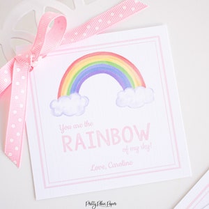 Acuarela Rainbow Valentine Tag / Rainbow Valentine Card / Descarga imprimible / Pink Rainbow Classroom Valentine Tag 1018 1021