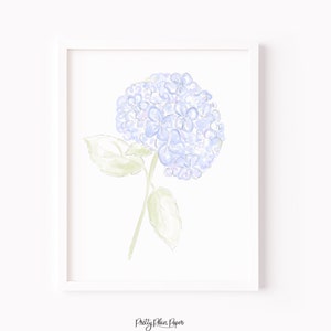 Watercolor Hydrangea Print | Printable 8x10 | Blue Hydrangea Artwork | Blue Hydrangea Printable | Original Art by Pretty Plain Paper  | 1048