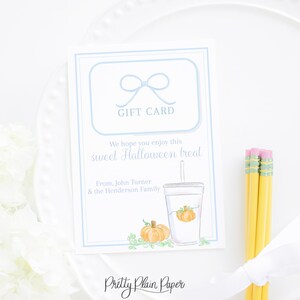 Soft Drink or Pop or Drink for the Teacher | 5x7 Printable | Halloween or Fall Gift Card Holder for Teacher | Preppy | Grandmillennial  1060