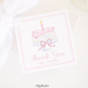Watercolor Pink Cake with ONE Candle Favor Tag | Pink First Birthday Party Favors | One Little Candle, One Little Cake 1st Birthday |1059