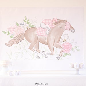 Kentucky Derby Birthday Backdrop Download 0106 | Kentucky Derby Bridal Shower Backdrop | Girly Horse Racing Party | KY Derby Baby Shower