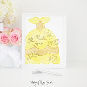 Watercolor Yellow Princess Dress | 8x10 Autograph Printable | Pretty Princess Autograph Book or Print for Girl | Character Signatures | 101