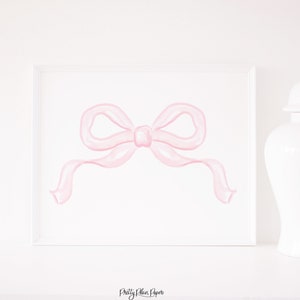 Watercolor Pink Bow Print | 8x10 or 16x20 | Light Pink Bow Watercolor Artwork | Pink Bow Decor | Baby Girl Nursery Art | Baby Shower | 5006