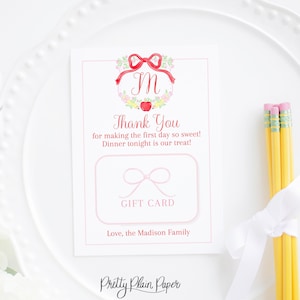 Dinner or Dessert for the Teacher | 5x7 Printable | First Day of School Gift Card Holder for Teacher | Back to School Gift | 1055 105517
