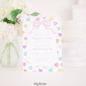 Watercolor Valentine Birthday Invitation | Our Sweet Little One | Conversation Hearts Birthday Party Invitation | Printable Download | 1020