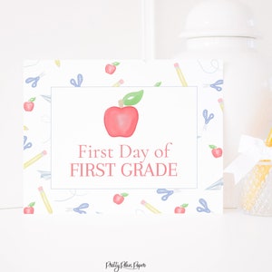 Watercolor First Day of School Sign | Watercolor 1st Day of School Sign | Printable & Editable | School Supplies 1st Day of School Sign 1055