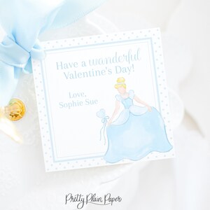 Valentine Tag | Princess with Heart Wand | 3.5x3.5 Printable Digital Download | Watercolor Pretty Valentine Tag | School Treat Tag 1021