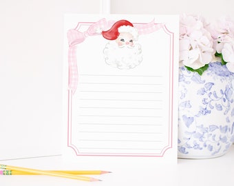 Pink Gingham Bow Letter to Santa Printable | Santa Claus Letter Kit | Watercolor Printable Stationary for Kids | Christmas Wish List 2001