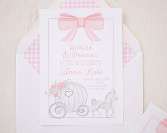 Watercolor Princess Party Invitation | Princess Carriage Invitation | Princess Birthday Invitation | Watercolor Princess Invitation | 1046