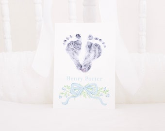 Hospital Baby Footprint Card Printable | 5x7 | Watercolor Newborn Hospital Photos or Keepsake | Newborn Announcement Footprint Sign | 20001