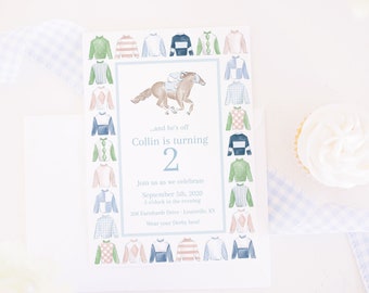 Watercolor Jockey Silks Invitation | 5x7 | ALL Wording is Editable | Baby Shower | Wedding Shower | Couples | KY Kentucky Derby Party | 0106
