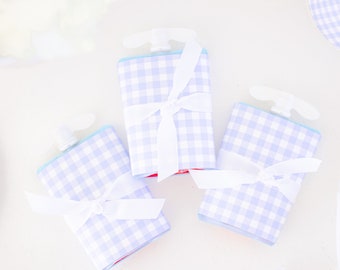 Blue Gingham Applesauce Pouch Cover | Printable Download | Watercolor Yogurt Pouch | Applesauce Tag | Birthday School Classroom 2000