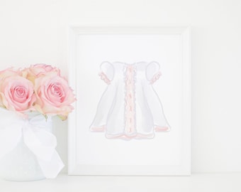 Aquarell Kleid mit Spitzen Artwork Print | 8x10 | Druckbar | Grandmillennarium Kinderzimmer Kunstwerk | Baby Mädchen Kleid | 0102 1081 1074