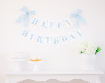 Light Blue Watercolor Happy Birthday Banner | Printable Download | Watercolor Happy Birthday Banner Watercolor Letter Banner 3000 3001 3002