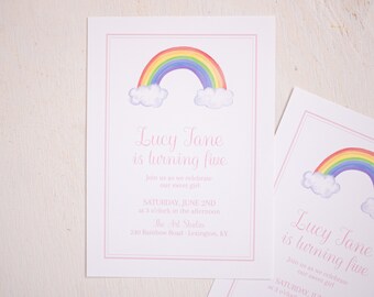 Invitación de arco iris de acuarela / Invitación de fiesta de arco iris de acuarela / Invitación de arco iris rosa / Invitación de arco iris lindo / 1018