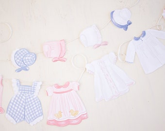 Baby Shower Banner or Baby Doll Party Banner | Vintage Baby Doll Dresses & Bonnets | Party Banner | Baby Clothes | Dress Bonnet  | 0102 1074