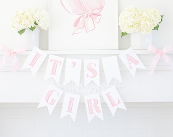Decorazione Baby Shower 'It's A Girl' - Set Coriandoli E Striscione Rosa Per Feste - Foto 10