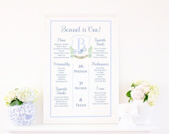 Il mio primo cartello dell'anno / 24x36 / Acquerello blu Natale cavallo a dondolo compleanno / Stemma del cavallo a dondolo / Bambino / Classico / Tradizionale 20005