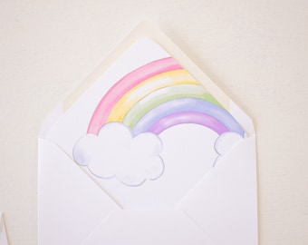Watercolor Rainbow Envelope Liner | Download 1042 | Rainbow Birthday Invitation | Rainbow Party Invitation Liner for Rainbow Invitation