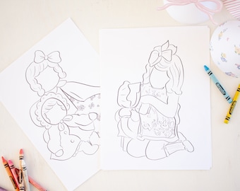 Baby Doll Party Coloring Pages | Printable Download | Baby Doll Birthday Party | Dolly Coloring Sheets | Birthday Party | Baby Shower | 0102