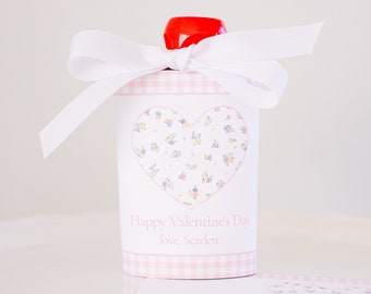 Watercolor Floral Heart Applesauce Pouch Printable | EDITABLE TEXT | Valentine Applesauce Pouch Tag for School, Class or Classroom 1021 1078