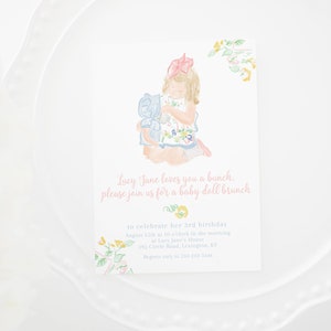 Watercolor Baby Doll Birthday Invitation | 5x7 Printable Download | Baby Doll Brunch Party | Baby Doll Tea Party | Dolly and Me Invite  0102