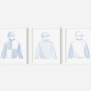 Acuarela Jockey Silk Prints, Blue Silks / 8x10 / Imprimible Descargar / Set de 3 Jockey Silk Prints / Racehose Horse Racing Print Set / 0106 imagen 1