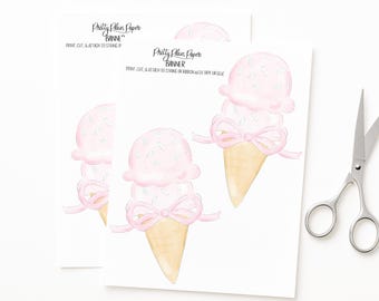 Pink Ice Cream Cut Outs for Birthday Party Banner | PDF File, Printable Digital Download (8.5x11)  5024