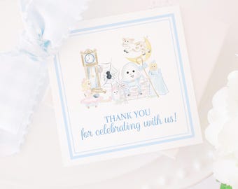 Favor Tag for Nursery Rhyme Baby Shower or Birthday Party (3.5x3.5 Printable Digital Download), Watercolor Grandmillennial Preppy Style 1030
