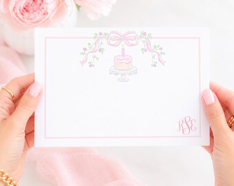 One Little Candle, One Little Cake Party Note Card; 4x6 Printable Digital Download for Pink First Birthday | 5051