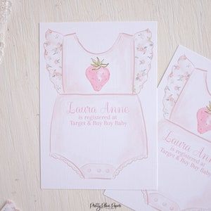 Strawberry Baby Onesie Invitation Insert, Watercolor Printable Invitation Insert Download 1015 for a Strawberry Theme Baby Shower Invitation image 2