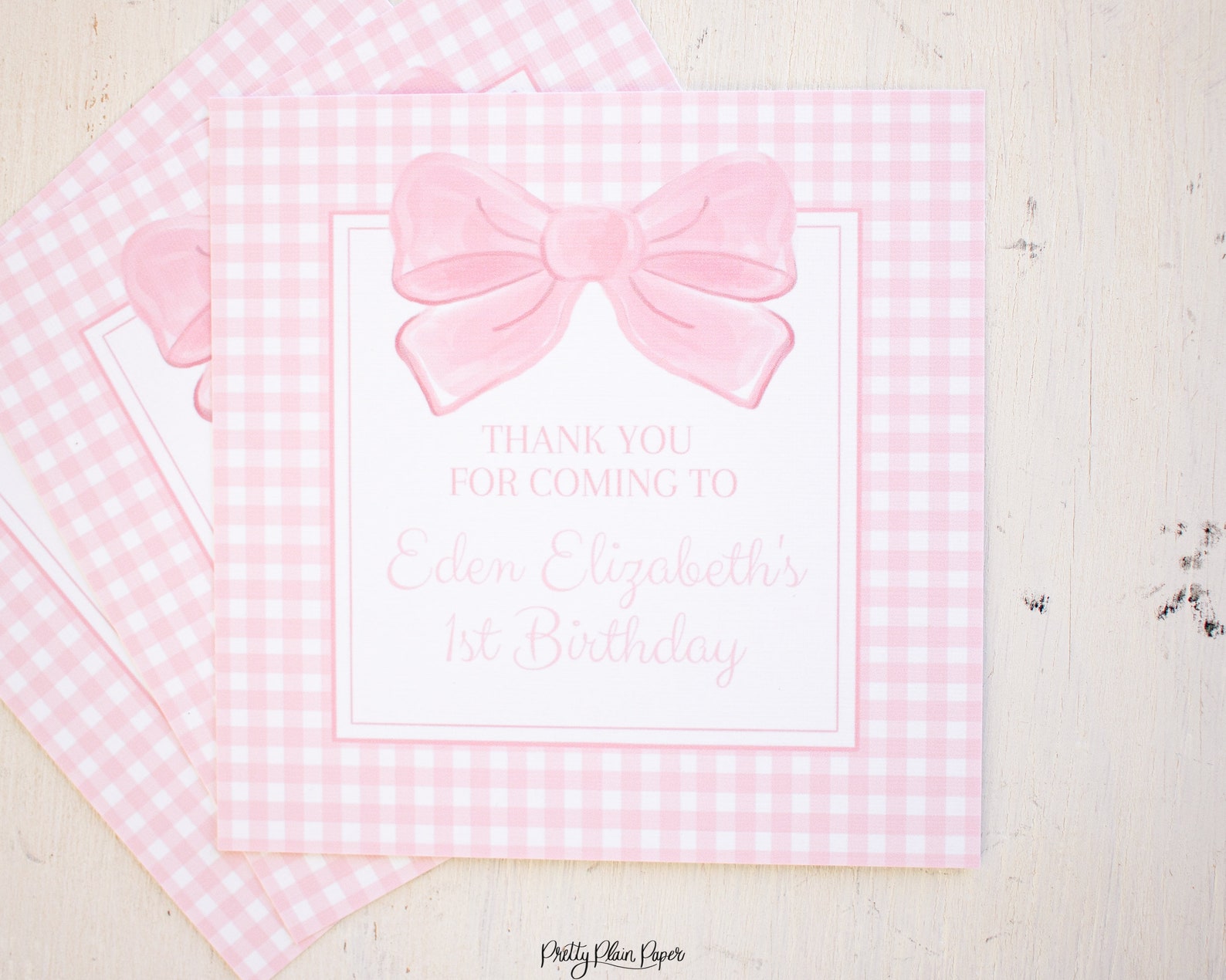 Pink Gingham Favor Tag Pink Gingham Party Favors - Etsy