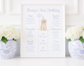 Goldendoodle Puppy Dog Birthday My First Year Milestone Poster Sign for a ONE Golden Year Theme (16x20 Printable Digital Download) 3028