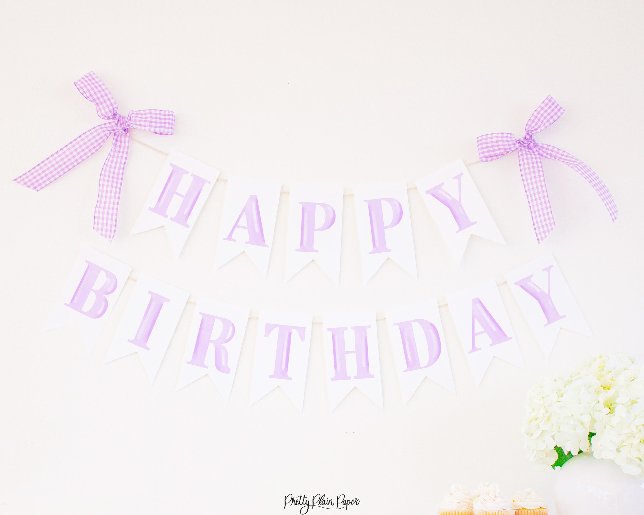 Purple Watercolor Happy Birthday Banner Printable Download | Etsy