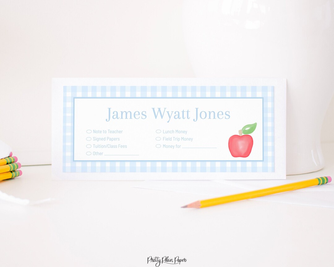 Personalized Envelopes for School Watercolor Back to School Envelope