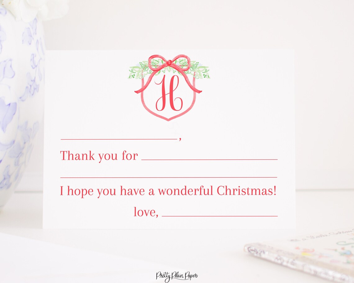 Fill in the Blank Christmas Thank You Note Card Christmas - Etsy