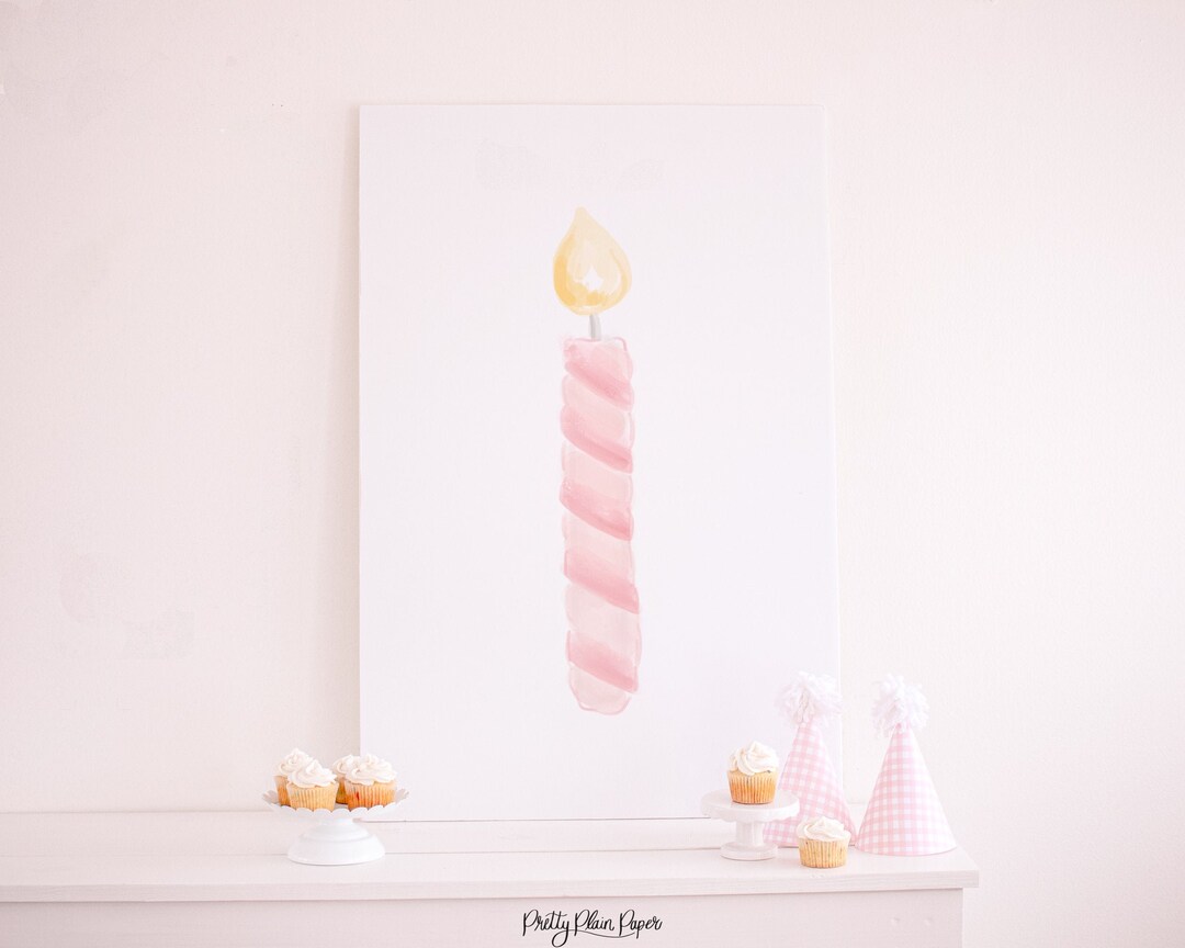 Watercolor Pink ONE Candle Sign 24''x36'' | First Birthday Welcome Sign ...
