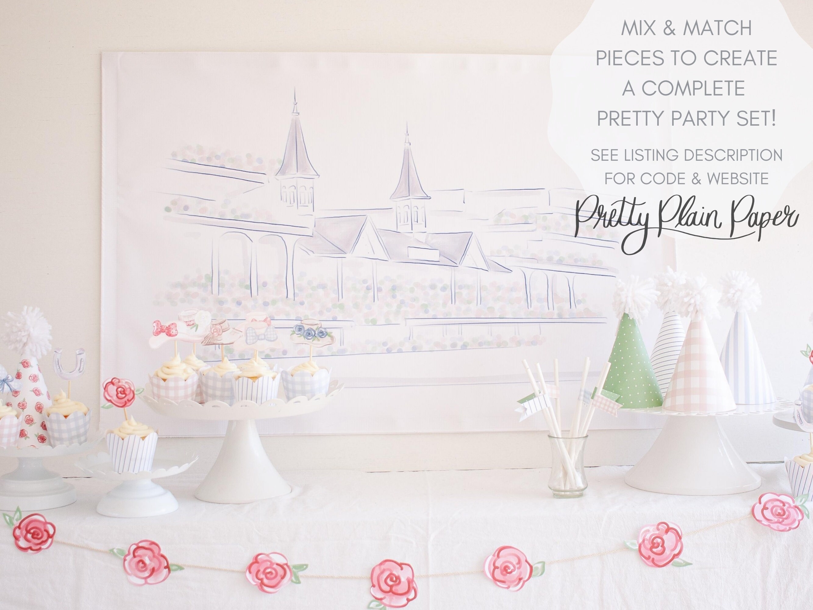 Churchill Downs Derby Horse Racing Watercolor Printable - Etsy