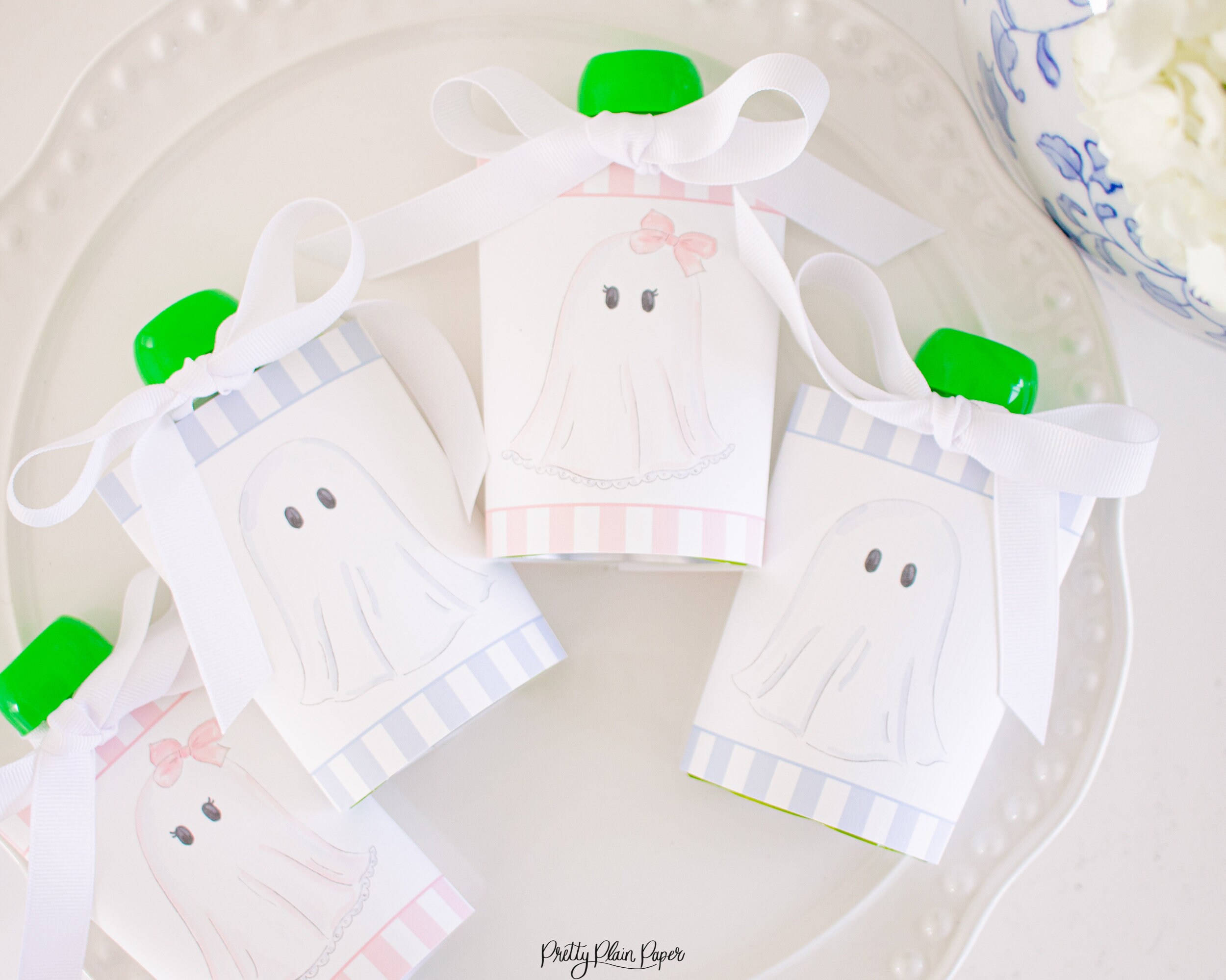 Watercolor Blue Ghost Applesauce Pouch Halloween Printable Etsy