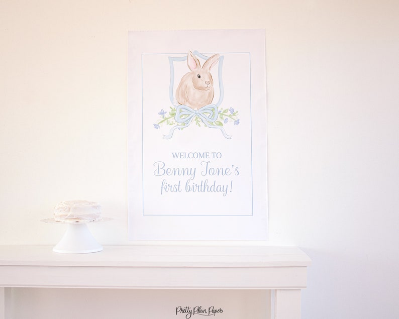 1023 Bunny 1st Birthday for a Boy Watercolor Some Bunny is ONE Welcome Sign 24/'/'x36/'/' Watercolor Bunny Birthday Welcome Sign