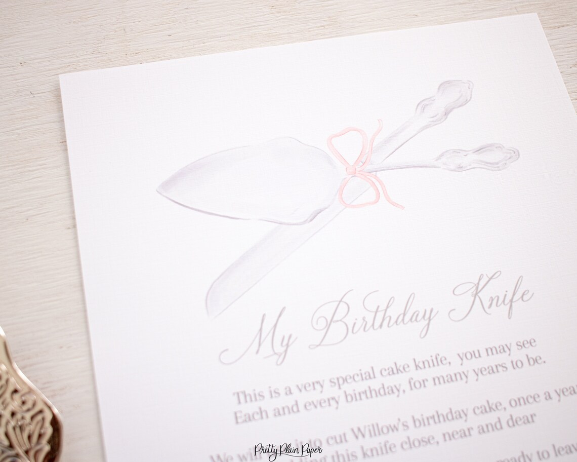 My Special Birthday Cake Knife Poem Sign for 1st Birthday Etsy