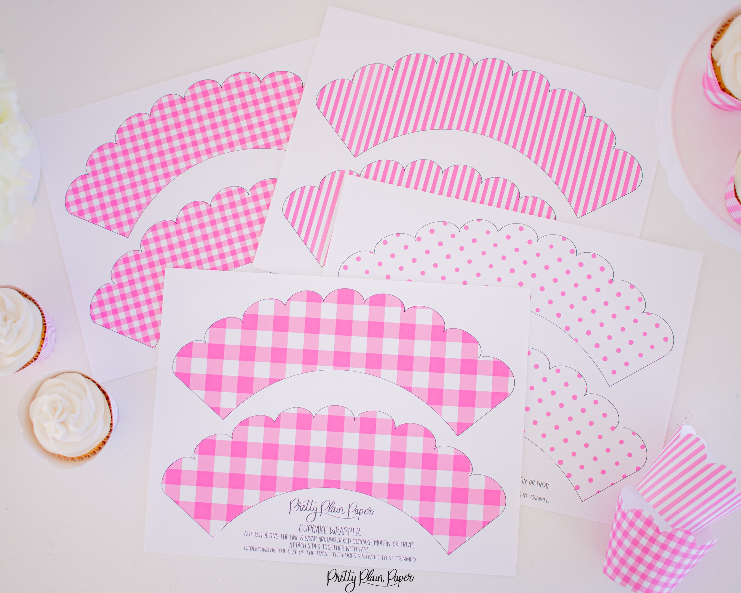 Pink Cupcake Wrapper Template