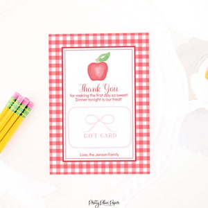 Cena para Maestro 1er Día de La Tarjeta de Regalo Escolar / Imprimible / Maestro Primer Día de Regalo Escolar / Acuarela / Etiqueta de Regalo de Regalo / 1055