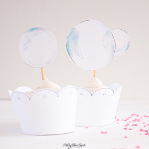 Bubble Party Cupcake Toppers | Printable Download | Bubbles for Cupcakes | Watercolor Bubbles | 0104