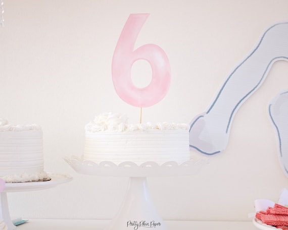 pink six printable cake topper pink 6 cake topper etsy