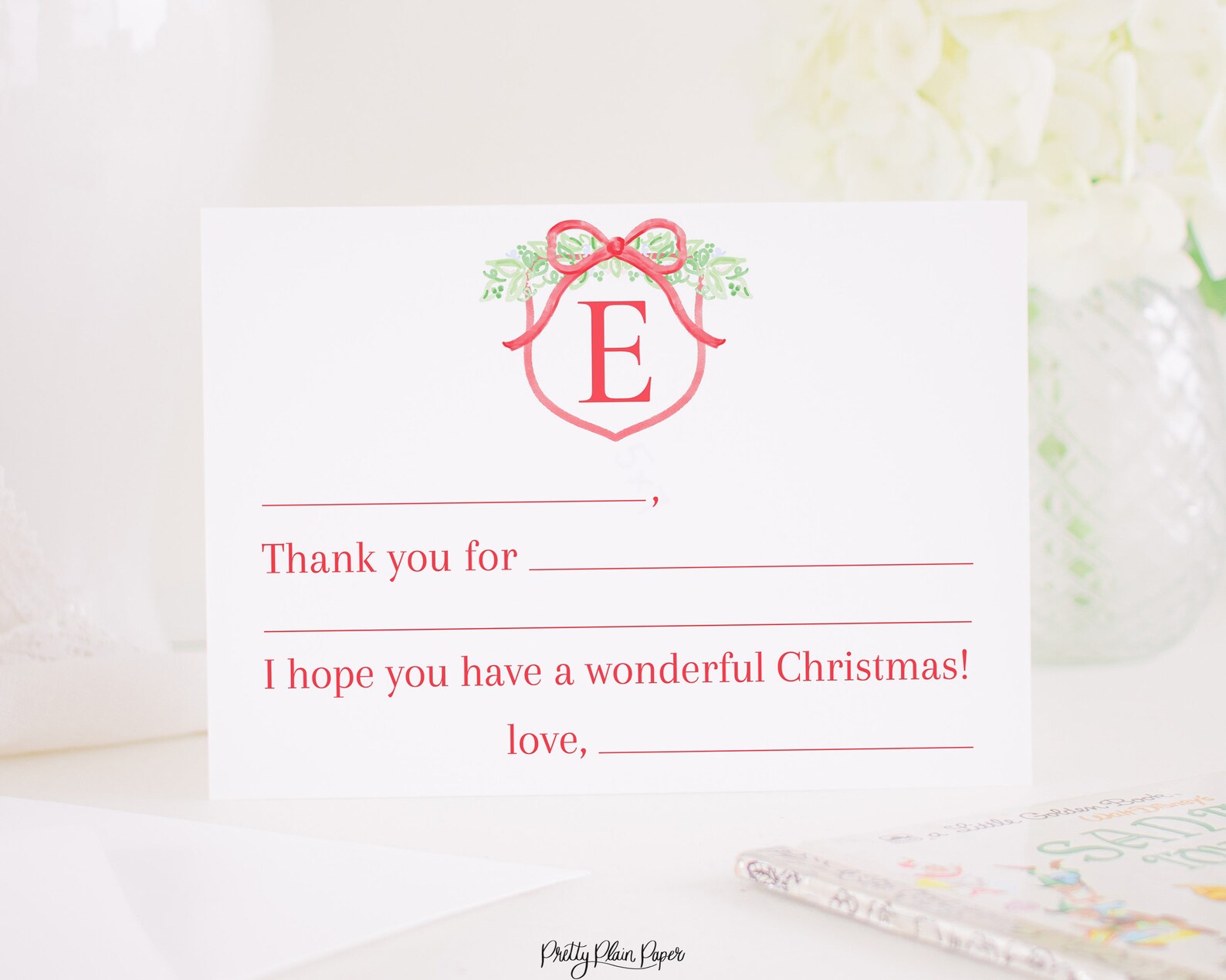 Fill in the Blank Christmas Thank You Note Card | Christmas Gift ...
