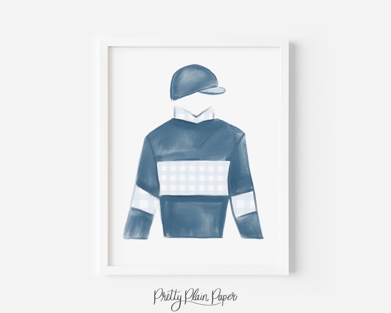 Watercolor Jockey Silk Print 8x10 Printable Watercolor Jockey Silk Download Jockey Silk Print Blue Horse Racing Print 0106 image 1