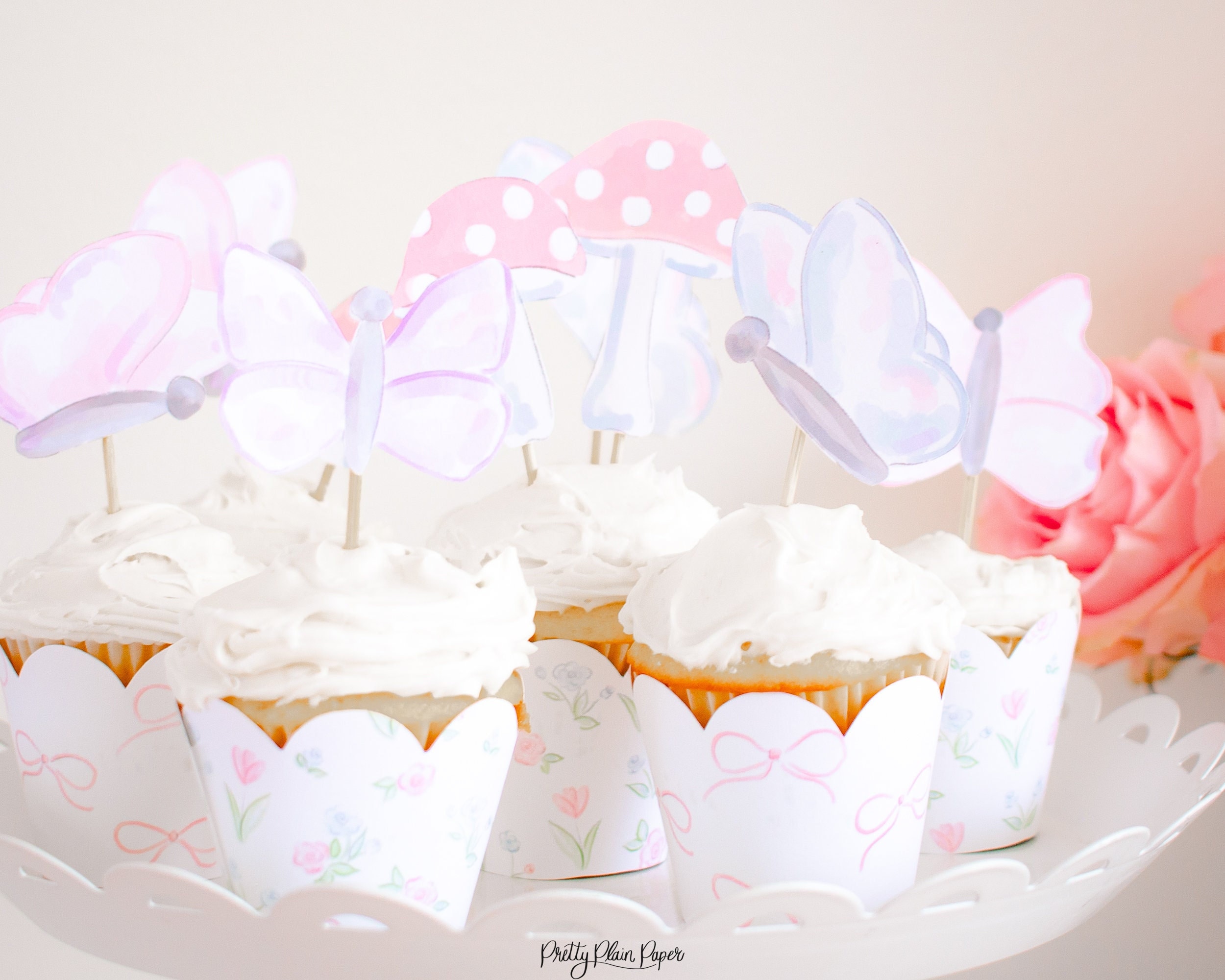 Fairy Party Cupcake Toppers Printable Download Watercolor - Etsy