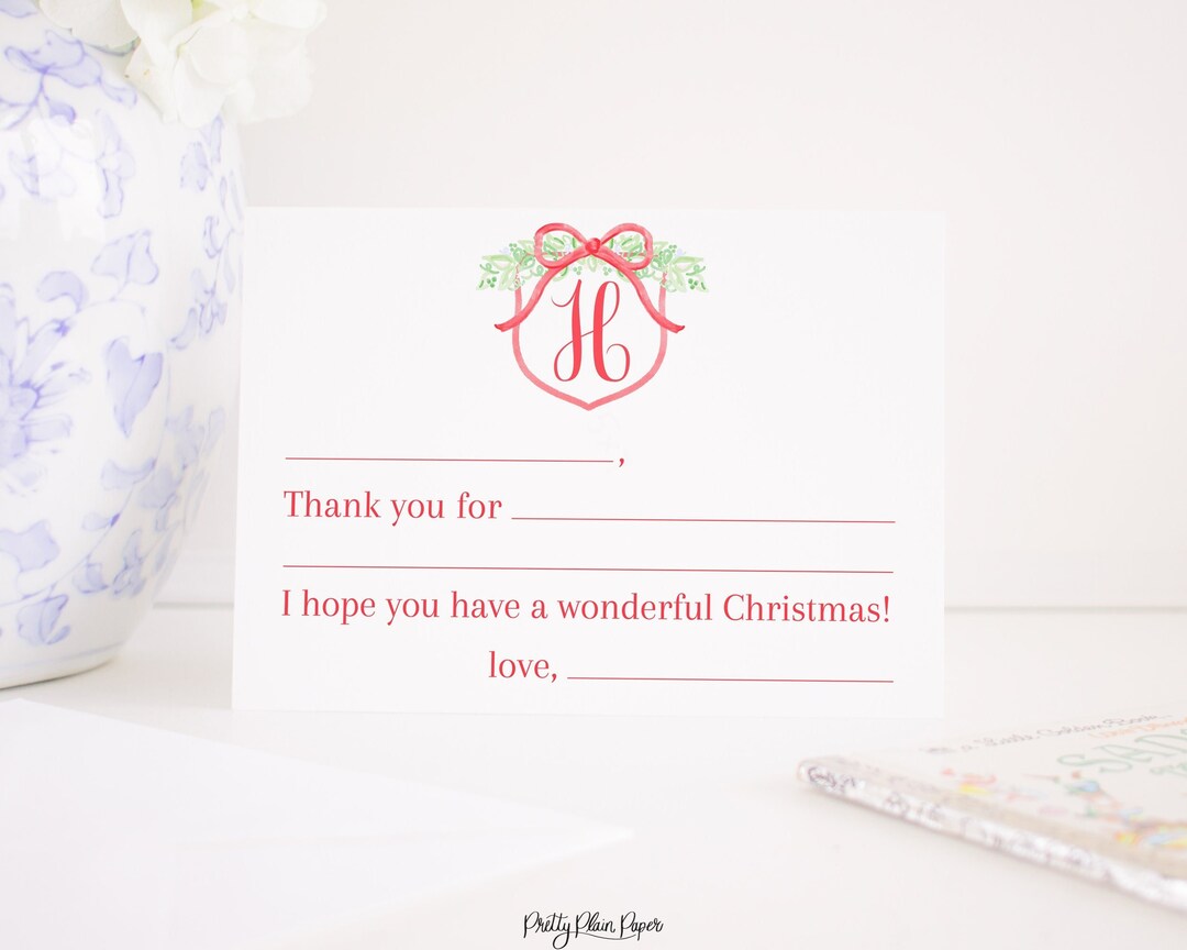 Fill in the Blank Christmas Thank You Note Card | Christmas Gift ...