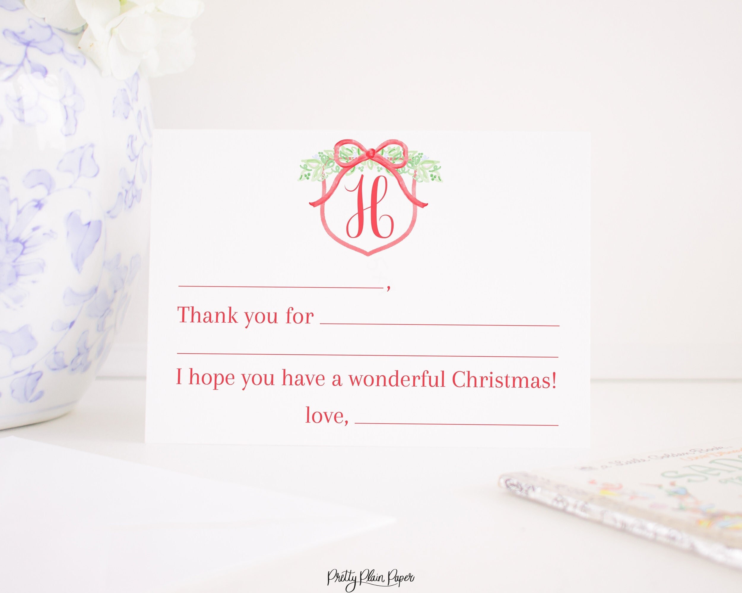 Fill in the Blank Christmas Thank You Note Card | Christmas Gift ...